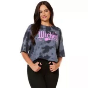 Wicked Black and Gray Cropped Graphic Tee